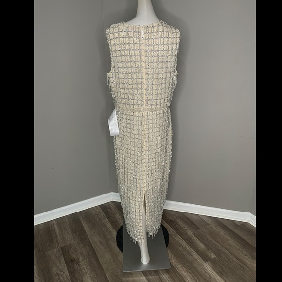 NWT MAC DUGGAL EMBELLISHED FRINGED MIDI SHEATH DRESS SIZE 10 $598 - Picture 7 of 11